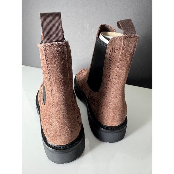 Johnny Was Bluma Chelsea Embroidered Boot Brown Suede Size 8 NEW - Picture 4 of 5